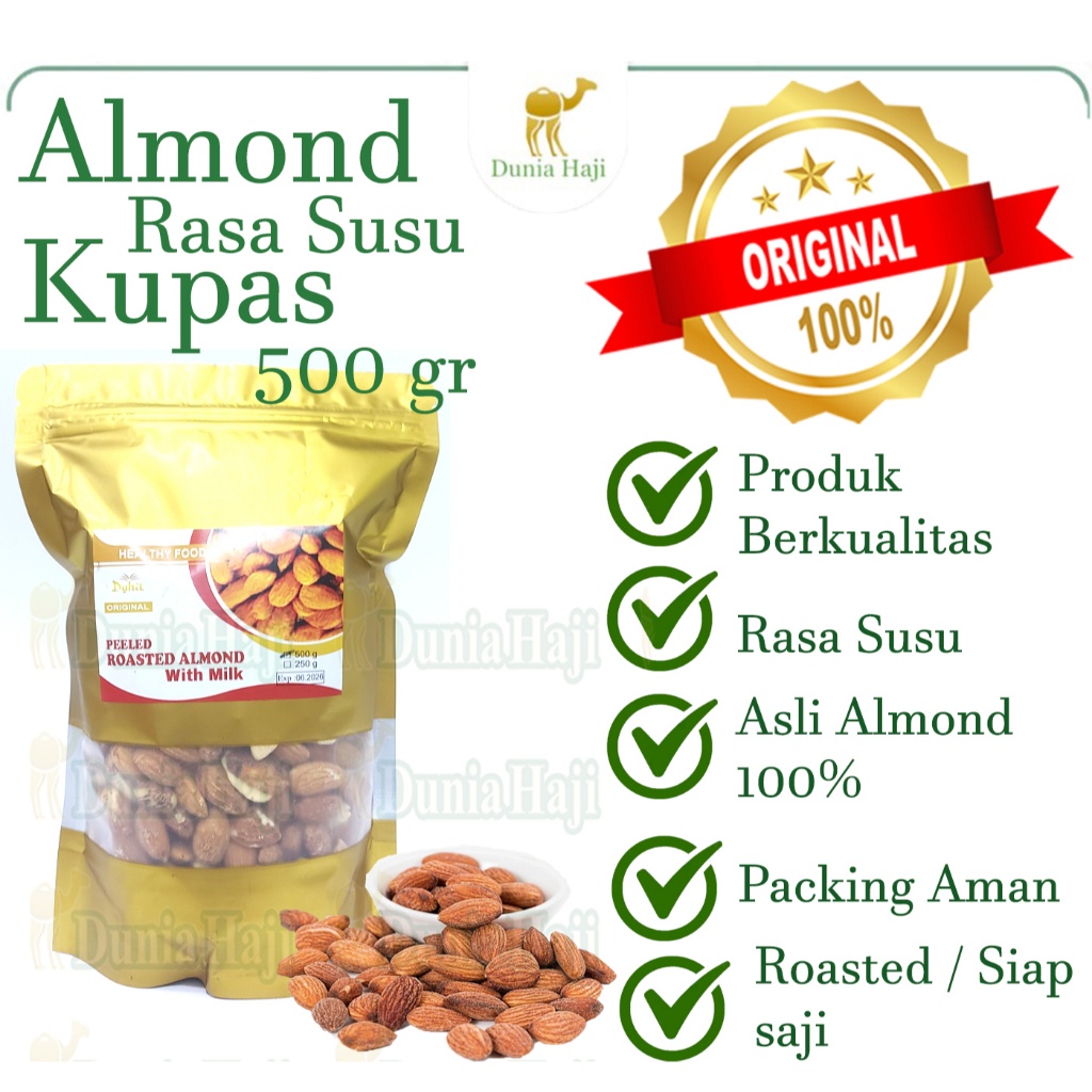 

A Kacang Almond Kupas Rasa Susu Almond Arab With Milk Tanpa Cangkang Roasted Matang