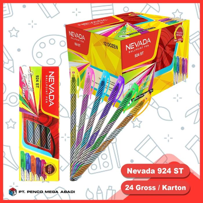 

1 Box 12 Pcs Pulpen Spin Esco X5 / Nevada Tinta India 0.7Mm Tinta Hitam