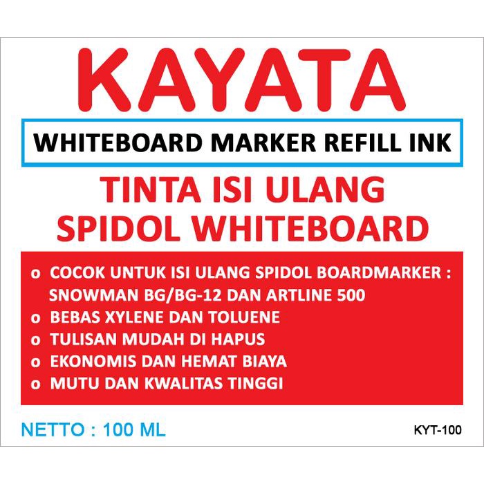 

Tinta Spidol Whiteboard Kayata 100Ml Tinta Isi Ulang Dan Refill Spidol Whiteboard-Per Botol