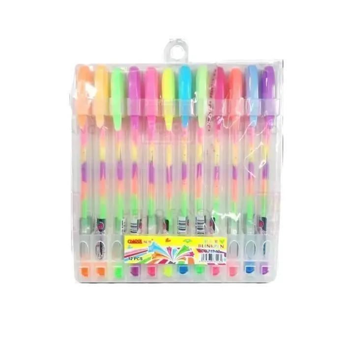 

Pulpen Gel 1Mm Tinta Warna-Warni / Gel Pen Rainbow Isi 12 Cc-717-12