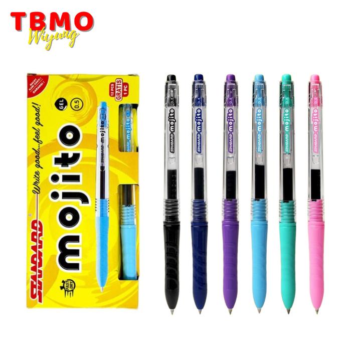 

( 1 Pack ) Tbmo Bolpen / Pulpen / Gel Pen Mojito 0.5Mm Standard Per Pack Isi 12 Pcs