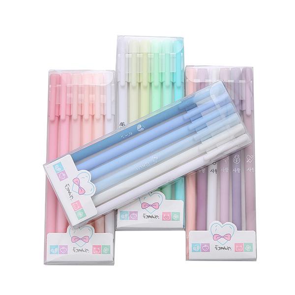 

1 Set 6 Pcs Pulpen Gel Warna Pastel Morandi Color Lucu Kawai Estetik Tinta Gel Hitam Hb1387