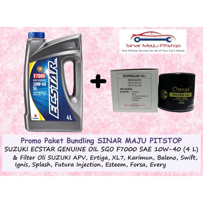 PAKET OLI SGO ECSTAR 10W-40 & FILTER MOBIL SUZUKI APV & ERTIGA & XL7 ORIGINAL