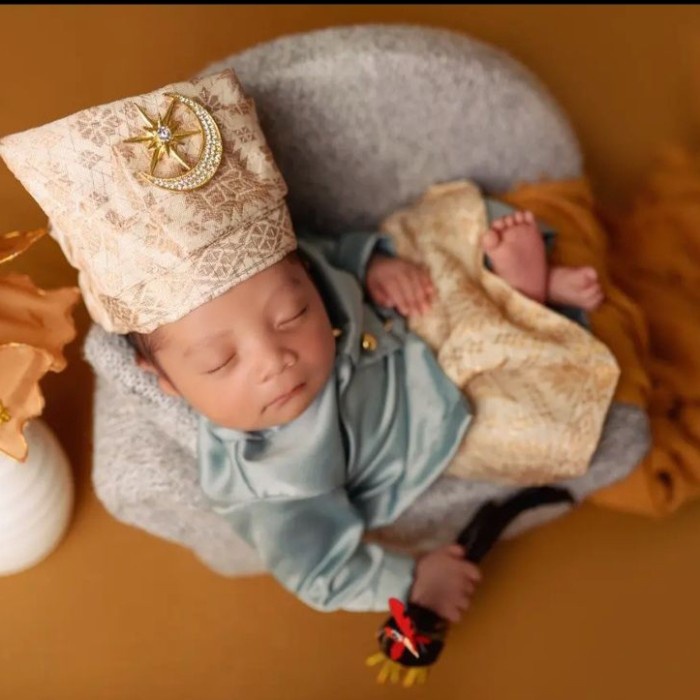 baju melayu laki laki songket bayi newborn properti foto bayi