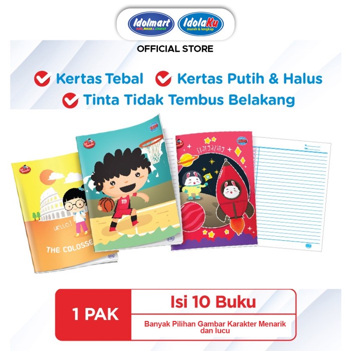 

pintar- IDOLMART Buku Tulis SIDU isi 58 Lembar Sinar Dunia 1 pack Isi 10 Buku