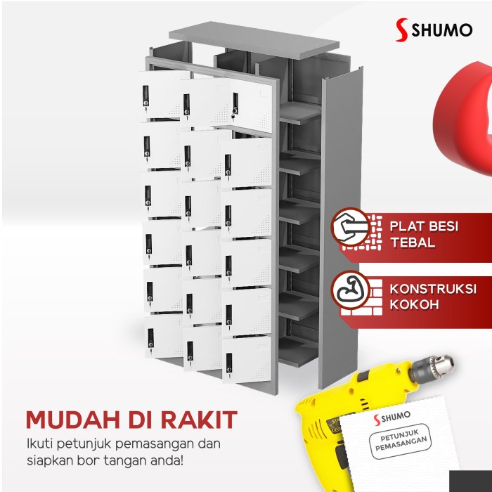 

pintar- Lemari Loker Besi 18 pintuLocker Kantor Dokumen File