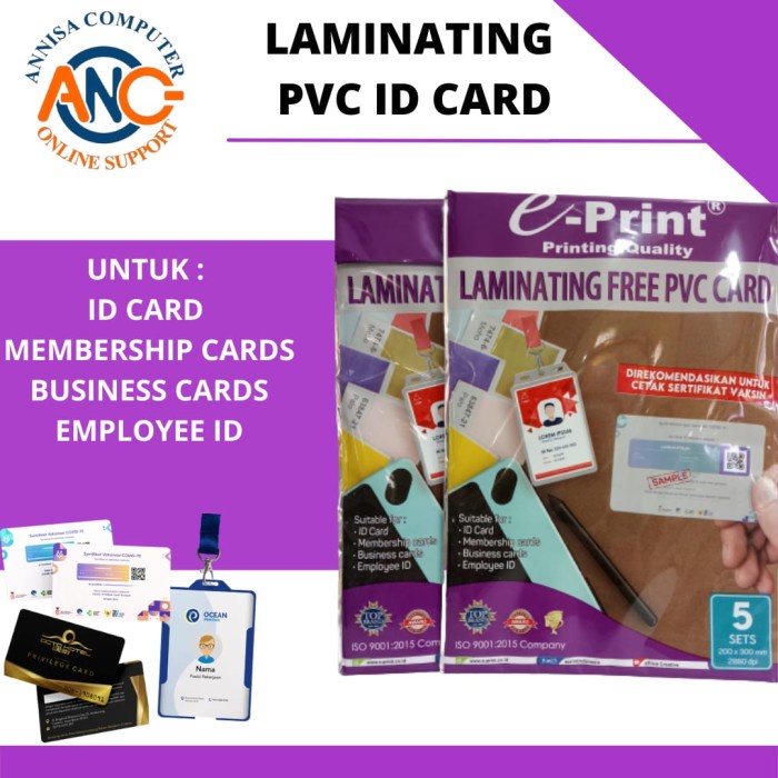 

pintar- Kertas Foto PVC eprint / Id card / Name tag / Print Kartu Bahan Tebal