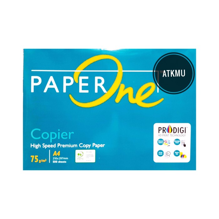 

pintar- Kertas HVS Fotocopy A4 75gr PAPERONE 500 Lembar / Kertas Putih