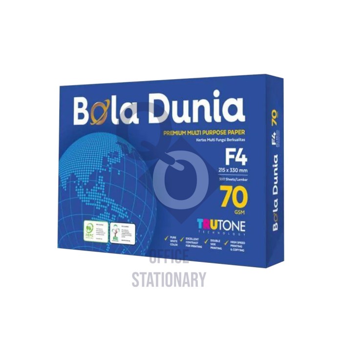 

pintar- Kertas HVS Bola Dunia F4 Folio 70 Gram GSM Copy Paper