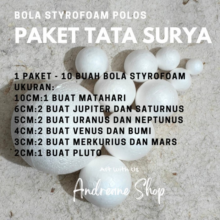 pintar-  PAKET BOLA GABUS STYROFOAM untuk maket TATA SURYA