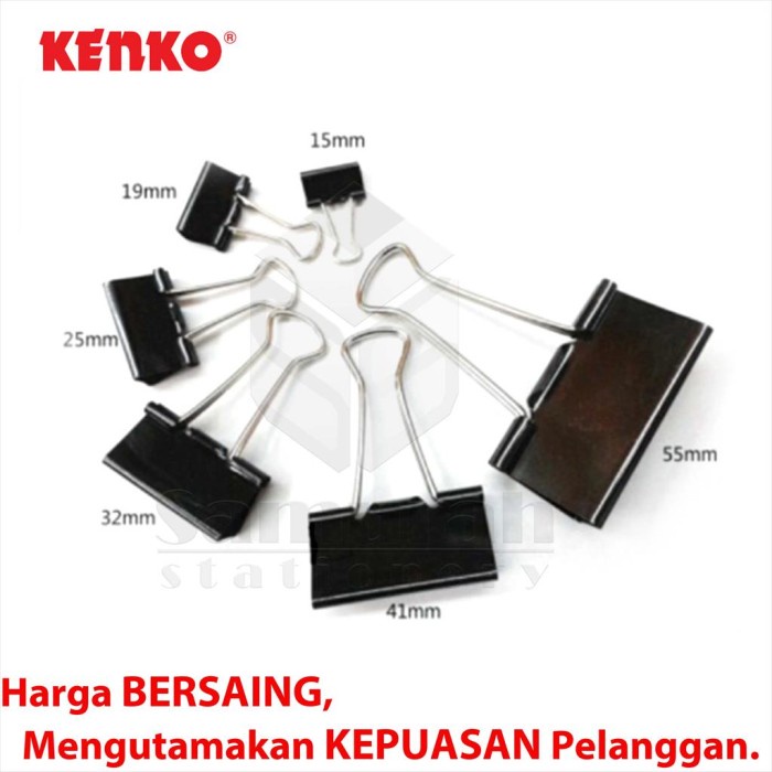 

pintar- Binder Clips No 300 Kenko / Clip Hitam / Klip Jepit Kertas Besar 75 mm