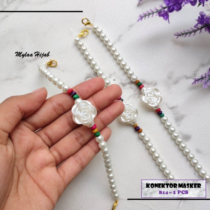 OZ708 Mylaa Hijab Pengait Masker Mutiara Bunga B14 - Konektor Masker Hijab CUCI GUDANG