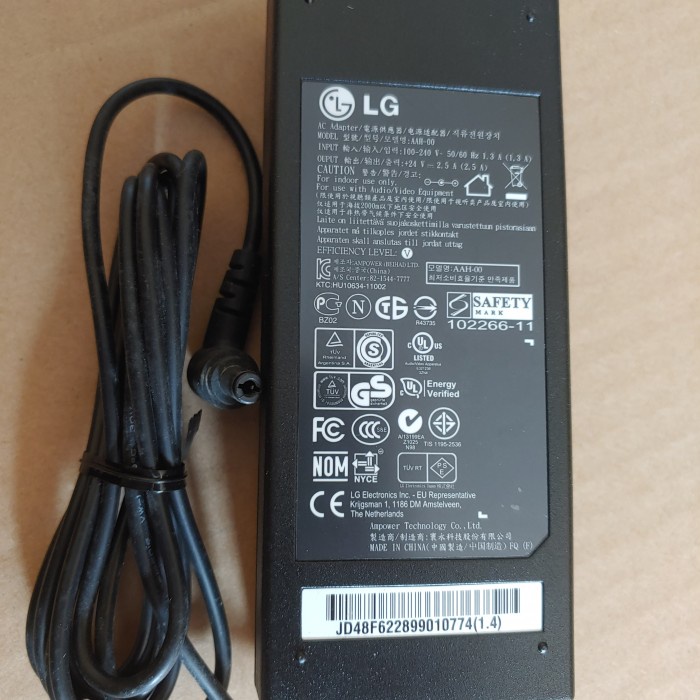 READY STOK ADAPTOR TV LG 26LS3300 26LE5300 26LT360 24v 2.5a