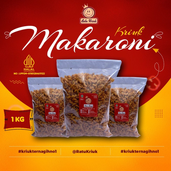 

Makaroni 1000Gr/1Kg (Makaroni Goreng Kriuk Kres) By Ratu Kriuk