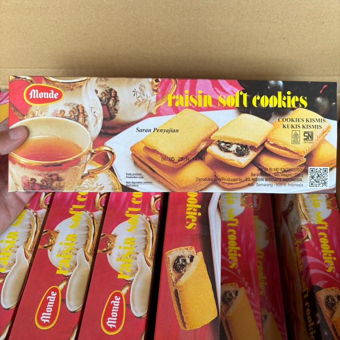 

OBRAL Agen distributor makanan ringan snack cemilan anak biskuit monde raisin soft cookies kukis