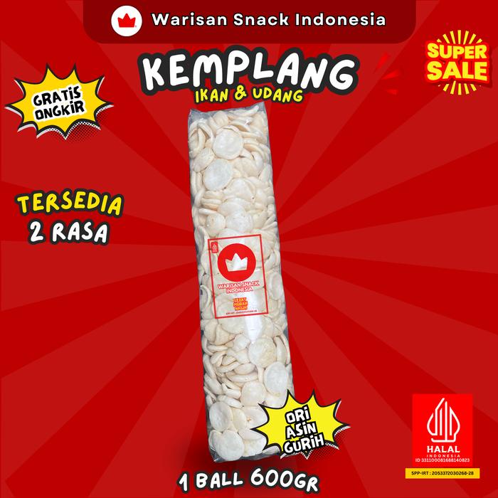 

TERBARU (1 BALL) KERUPUK KEMPLANG IKAN WARISAN SNACK INDONESIA (600gr), Makanan Ringan Krupuk