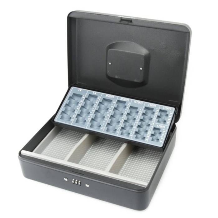 READY STOK Krisbow Cash Box Dengan Nomor Kombinasi 30 Cm Brankas Kecil - Hitam