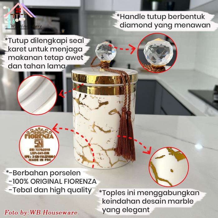 READY STOK FIORENZA 3pcs toples duluxe marble series keramik set / food jar / canister set/ toples