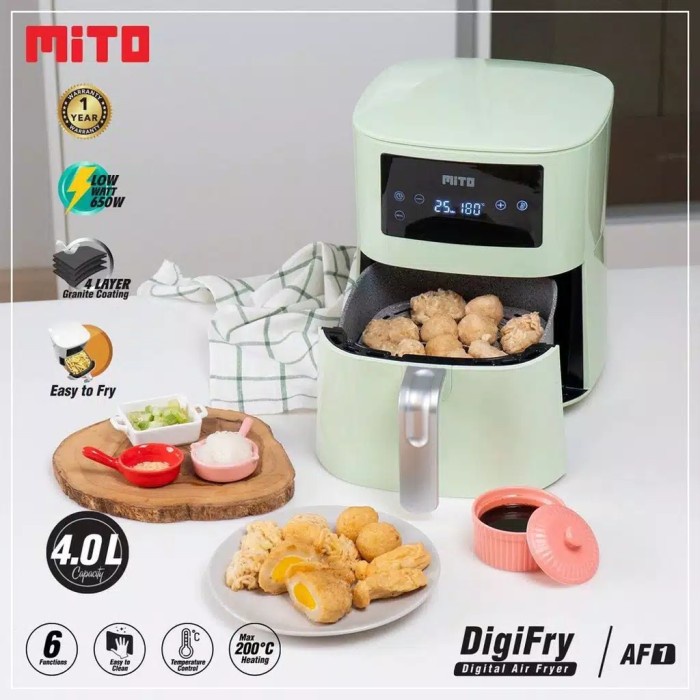 Air Fryer Mito Af1 4 Liter Digital Low Watt Mitochiba Mito Air Fryer