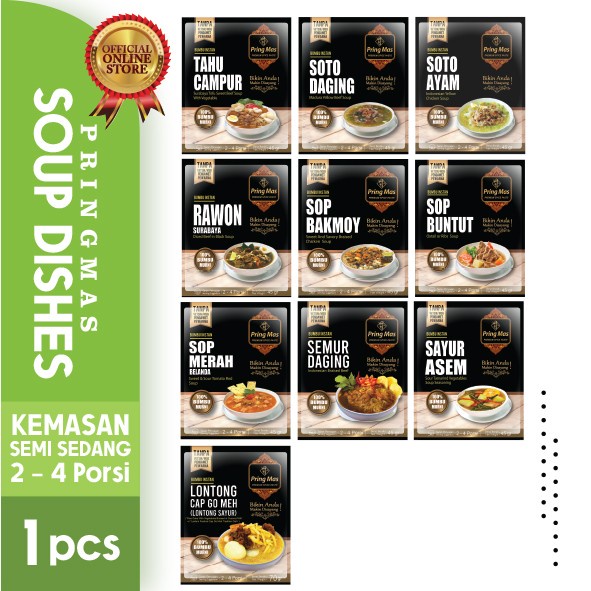 

BM988 Bumbu PringMas Kategori Soup Dishes (2-4 porsi) / Bumbu Masak Instan FREE ONGKIR