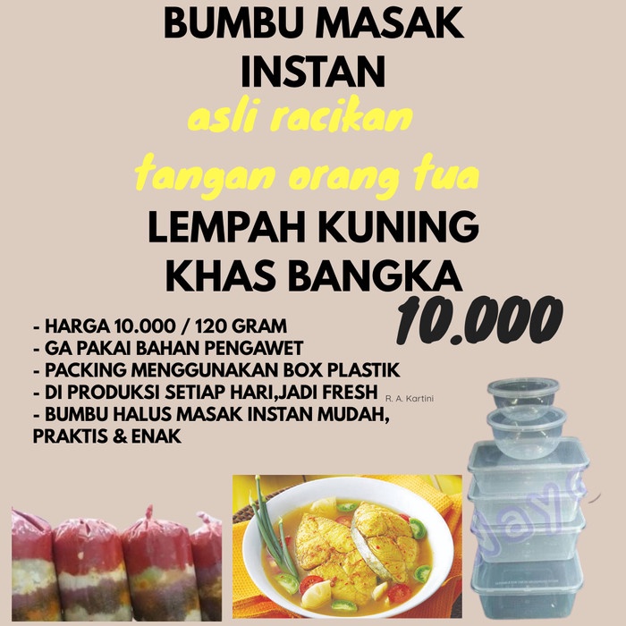 

EH421 BUMBU LEMPAH KUNING KHAS BANGKA - BUMBU MASAK INSTAN MUDAH PRAKTIS ENA TERMURAH