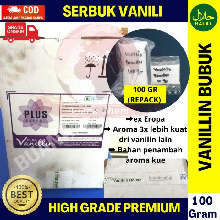 

Lezat- Vanillin 100 gr/ Vanili / Vanilin powder bubuk food grade