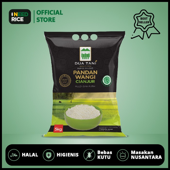 

Lezat- Beras Khusus CIANJUR Pandan Wangi Dua Tani 5kgHALAL,Pulen dan Wangi