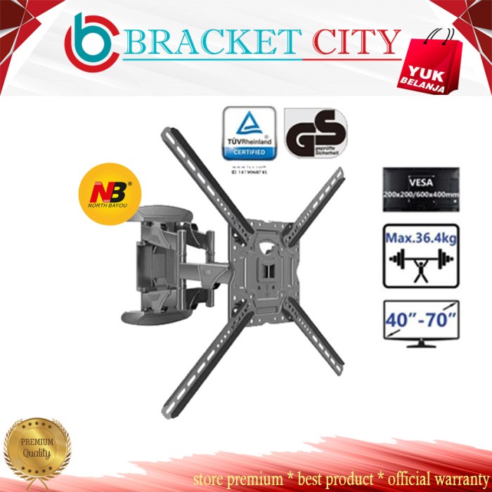 PREMIUM Bracket tv braket swivel LED North Bayou P5 60 55 50 43 40 32 inch