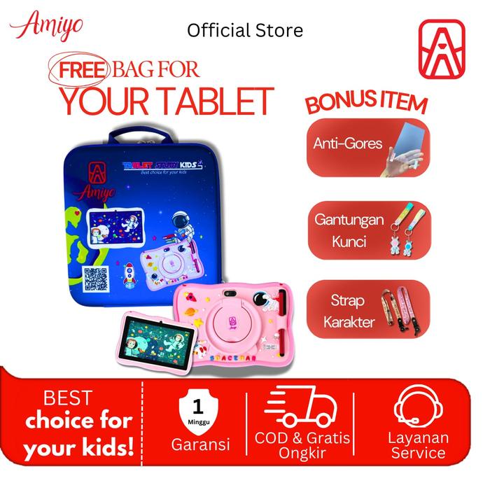 PREMIUM Amiyo Tab Study Kids A15 With Bag Tablet Anak Tablet edukasi 7 inchi wifi/hotspot only