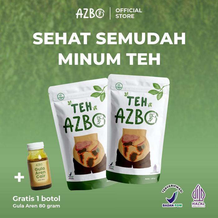 

[Bundling] Teh Hijau AZBO Minuman Greentea Herbal Alami Isi 2 Lebih Hemat free Gula Aren