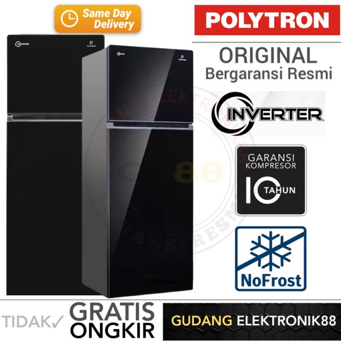 POLYTRON BELLEZA Kulkas 2 Pintu 260L PRW 29VX-BLACK