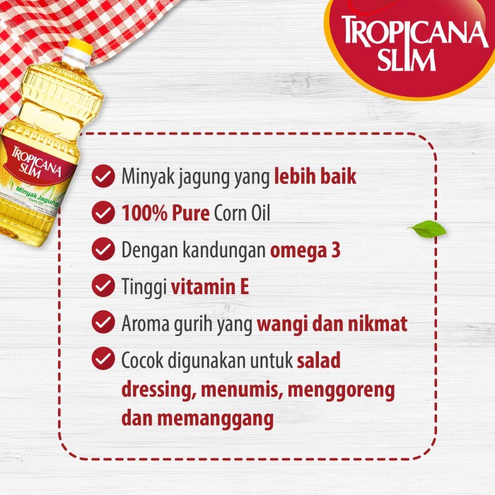 

Lezat- Tropicana Slim Minyak Jagung 946ml (Botol)