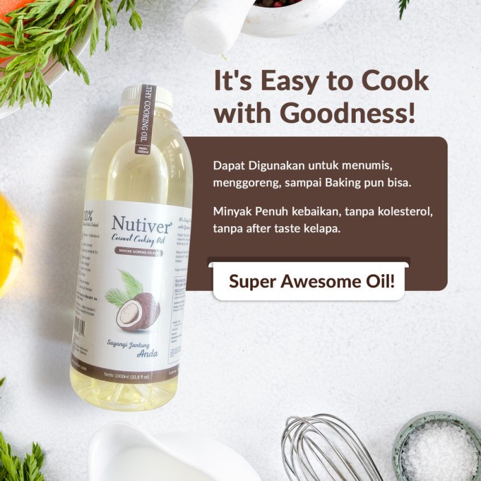 

Lezat- NUTIVER COCONUT COOKING OIL 1 LITER / MINYAK GORENG KELAPA MURNI 100%