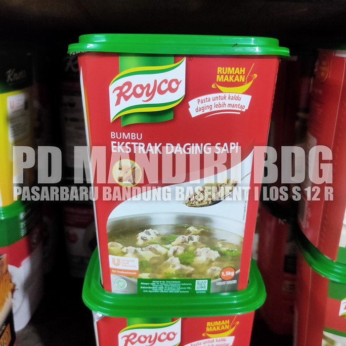 

Lezat- ROYCO BUMBU EKSTRAK DAGING SAPI/ Beef stok/ khusus kaldu 1,5 KG TOPLES