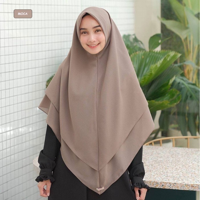 (GoodSeller) Hijab Jilbab Khimar Syari Ceruti Premium Raudah 2 Layer Kancing Murah
