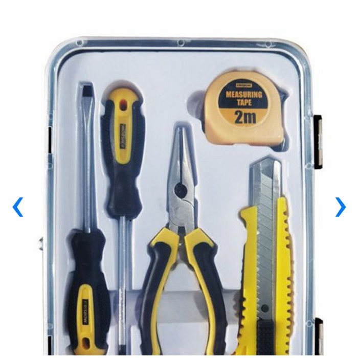 Krisbow Set 7 Pcs Perkakas Daily Toolkit Obeng Tang Cutter Meteran
