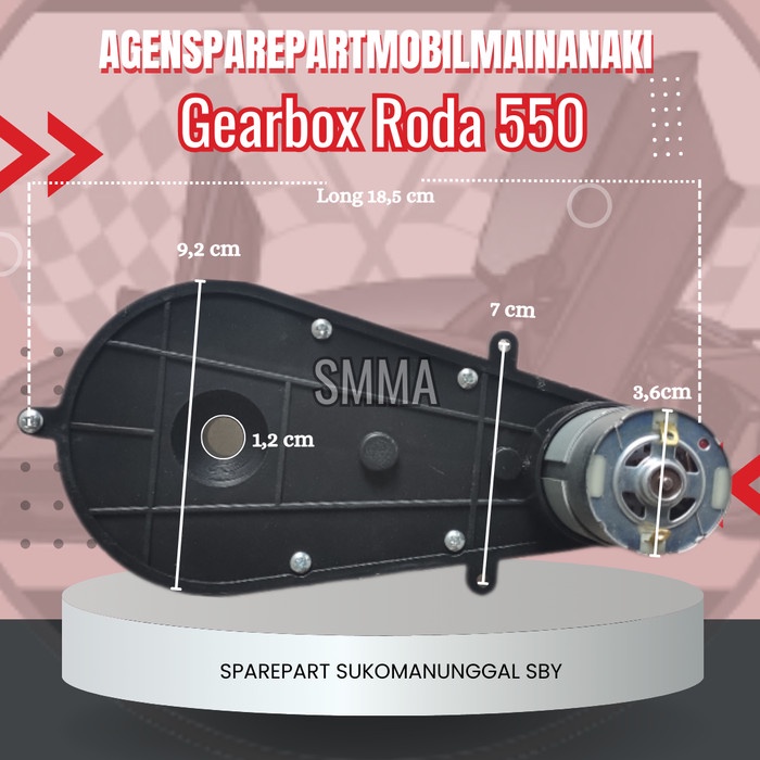 READY STOK Gearbox 550 + Dinamo 12Volt Mobil Motor Mainan Aki