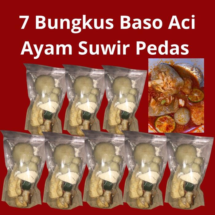 

Paket 7 Bungkus Baso Aci Isi Ayam Suwir Pedas Chili Oil