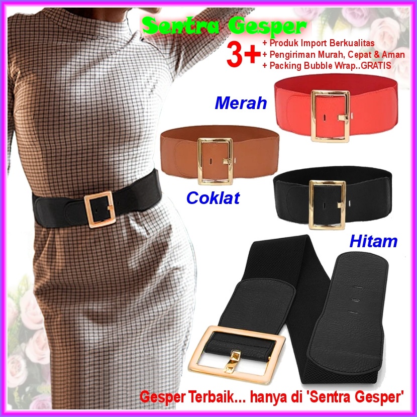 TrendyGaya- Gesper Sabuk Belt Wanita Obi Besar Ikat Pinggang Fashion Elastis Karet Women Korea Cewek
