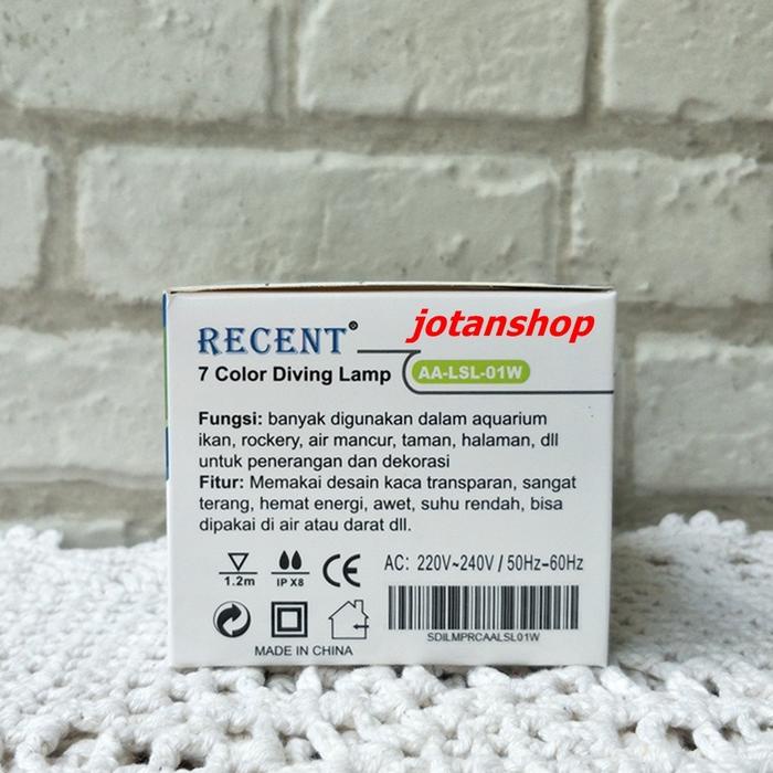 Pet- RECENT AA LSL 01 W lampu sorot tembak bulat LED celup aquarium aquasca