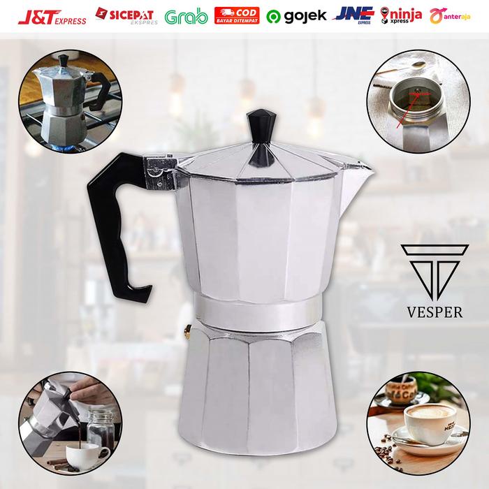 LANGSUNG GAS. MOKA POT MAKER 6 CUP / COFFEE POT / KOPI MAKER / MOKA POT COFFEE MAKER 6CUP