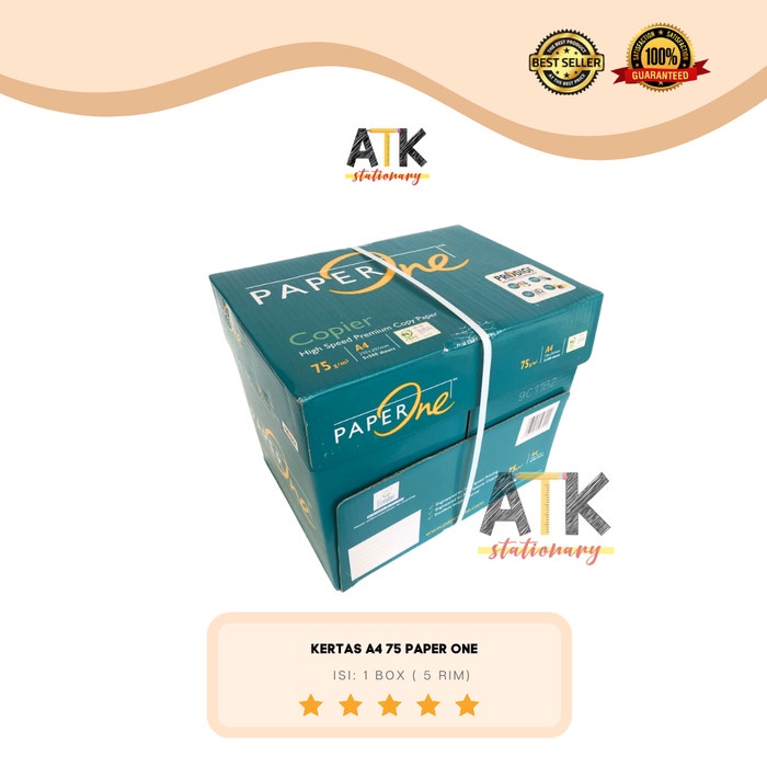 

( 1 BOX) Kertas Fotocopy HVS A4 75 Paper One 1 BOX 5 Rim atk