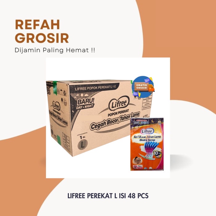 ORIGINAL !! 48 pcs Lifree Popok Dewasa Perekat L 1 - Pampers dus