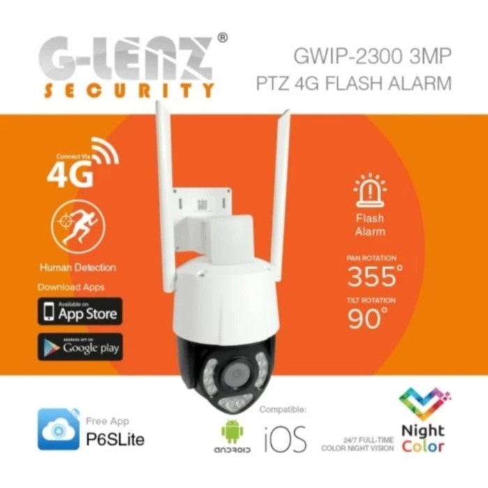 GLENZ CCTV TANPA WIFI SIM CARD 4G PTZ CAMERA GWIP 2300 (3MP)