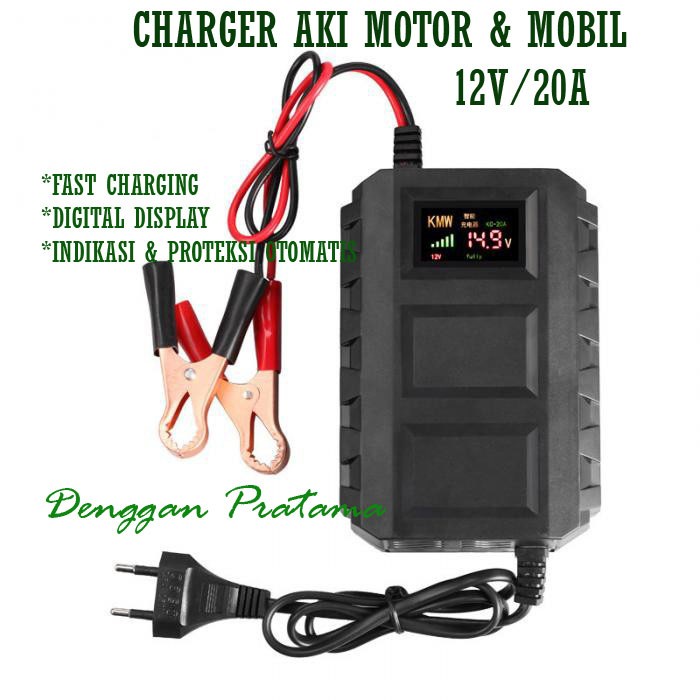CHARGER AKI DIGITAL 12V 20A MOBIL MOTOR / ALAT CAS AKI ORIGINAL