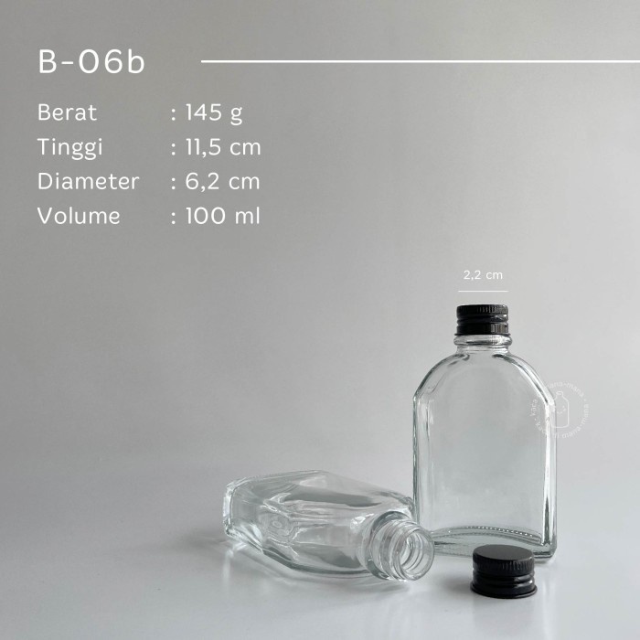 Botol Kaca Gepeng 100ml - Flat glass bottle