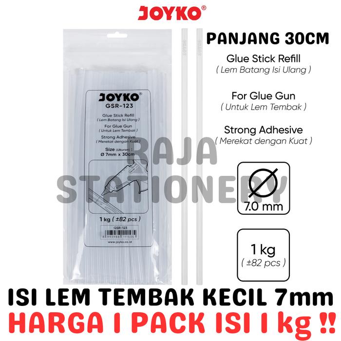 

JOYKO GLUE GUN REFILL 7MM CLEAR TRANSPARENT 30CM ISI ULANG LEM TEMBAK KECIL PUTIH BENING GSR-123
