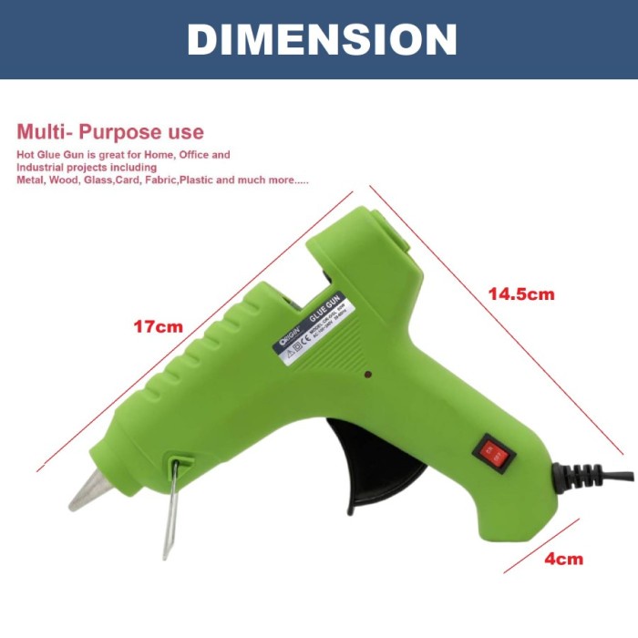 

Hot Melt Glue Gun 60 Watt Patel Colour / Lem Tembak 60 Watt Warna Pastel / Lem Tembak Besar / Alat