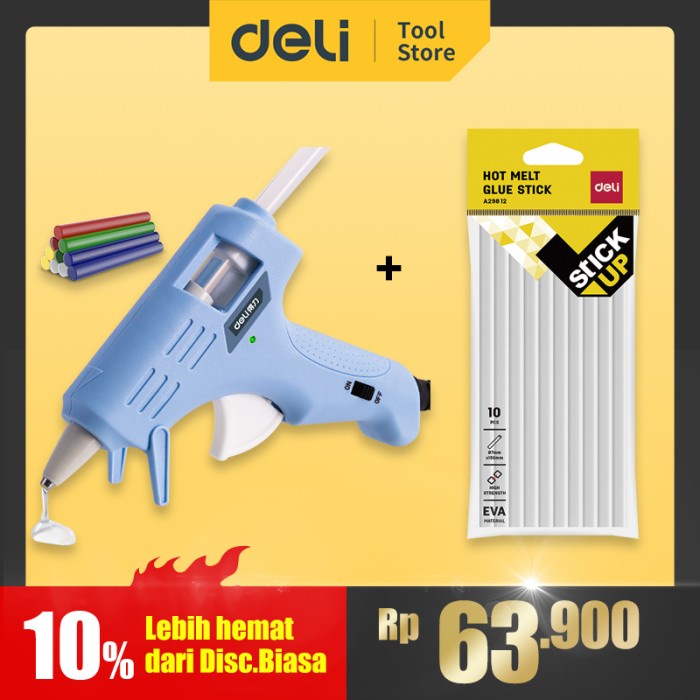 

Deli Paket Lengkap Lem Tembak - Glue Gun 20W + Isi Glue Stick 10 Pcs