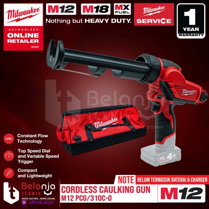 

Milwaukee Lem Tembak Silicone Caulking Gun M12 PCG-310C 12 V Unit Only